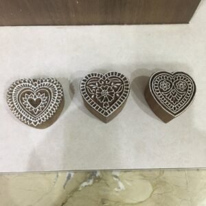 Fair Trade Hand carved Indian Hearts,henna stamps, Valentines Day Heart stamp, Fabric Textile Printing, Paper and Card, Wedding Motif