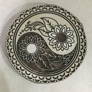 Fair Trade 10 cm Round Design Carved Indian Wooden Printing Block, Artistic Shapes Craft, pottery stamps, mandala stamp, scrapbooking stamp