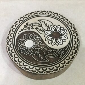 Fair Trade 10 cm Round Design Carved Indian Wooden Printing Block, Artistic Shapes Craft, pottery stamps, mandala stamp, scrapbooking stamp