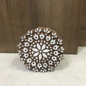 Fair Trade 9cm Round Design Carved Indian Wooden Printing Block Stamp  hand carved Indian wood printing block; textile stamp; pottery stamp,