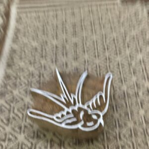 Flying Hummingbird, hand carved Indian wood printing block; textile stamp; pottery stamp,