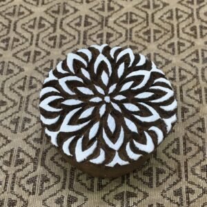 Flakes Mandala, Round Hand Carved Indian Wooden Stamp, Wood Block for Textile Fabric Stamping Henna Pottery DIY