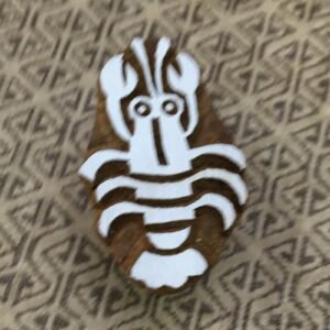 Exquisite Indian Wooden Printing Block – Small Lobster, hand carved Indian wood printing block; textile stamp; pottery stamp,