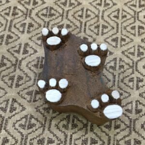 Walking Pair of Paws, hand carved Indian wood printing block; textile stamp; pottery stamp,