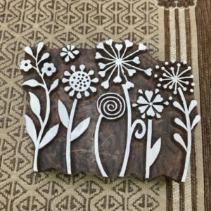 A Meadow  hand carved Indian wood printing block; textile stamp; pottery stamp,