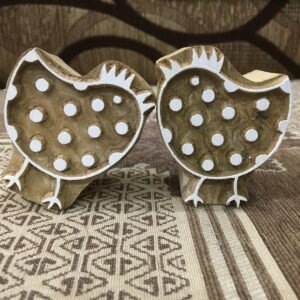 Double Delight: A Pair of Hen Wooden Printing Blocks Stamps, hand carved Indian wood printing block; textile stamp; pottery stamp,