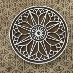 Elegant Lotus Mandala Wooden Printing Block Stamp: A Timeless Indian Artistic Handicraft, hand carved  block; textile stamp; pottery stamp,