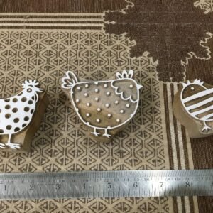 Whimsical Hen Neighbors: Wooden Printing Blocks for Delightful Artistry