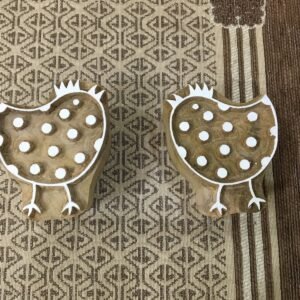 Double Delight: A Pair of Hen Wooden Printing Blocks Stamps, hand carved Indian wood printing block; textile stamp; pottery stamp,