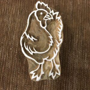 Twin hen 02  hand carved Indian wood printing block; textile stamp; pottery stamp,