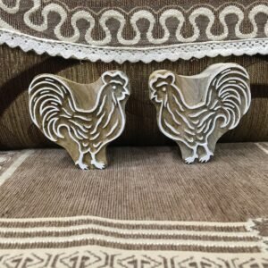 Twin hen 05  hand carved Indian wood printing block; textile stamp; pottery stamp,