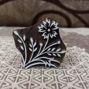 A Flower with Leaves, pottery stamp ceramic mold scrapbooking tjap batik printing floral carved stamps.