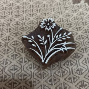 A Flower with Leaves, pottery stamp ceramic mold scrapbooking tjap batik printing floral carved stamps.