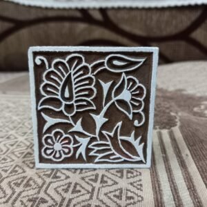 A Square Floral Mandala, pottery stamp ceramic mold  scrapbooking tjap batik printing floral carved stamps.