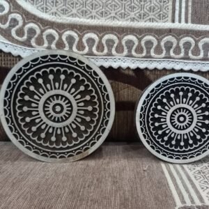 A Mandala  Block ,Round Hand Carved Indian Wooden Stamp , Wood Block for Textile Fabric Stamping Henna Pottery DIY