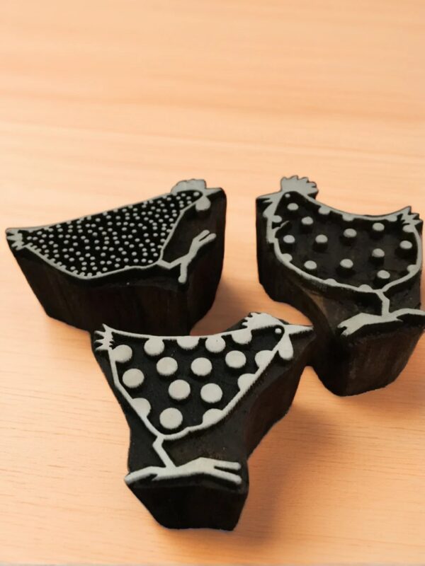 Funky Chickens Indian Artistic Handicraft Items Wooden Printing Block - Image 2