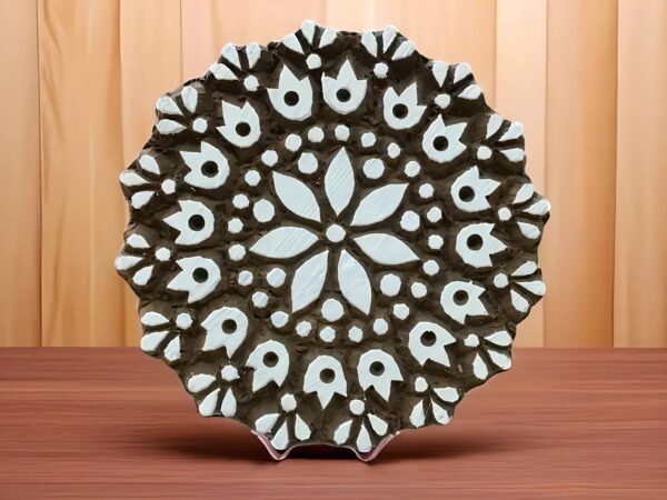 Serenity in Blooms: Indian Wooden Printing Block - Mandala Flower Design..