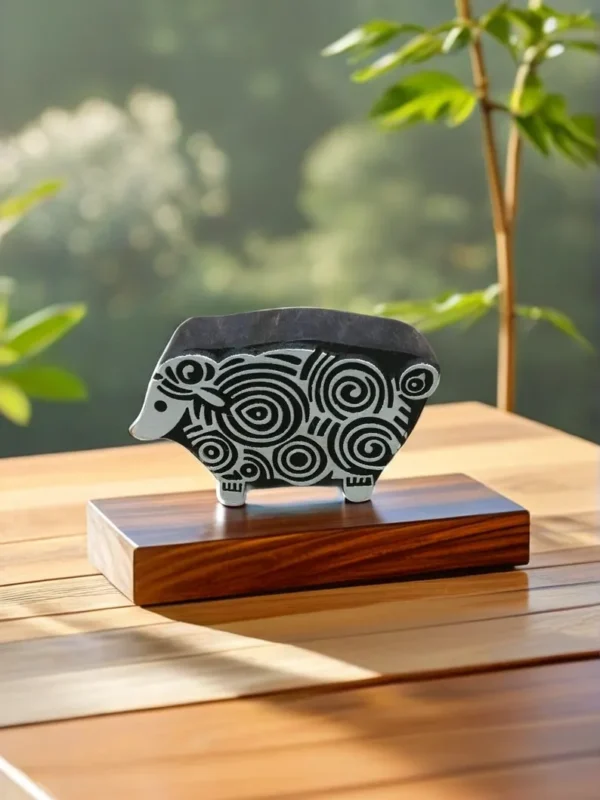 indian wooden printing block - curly sheep - Image 2