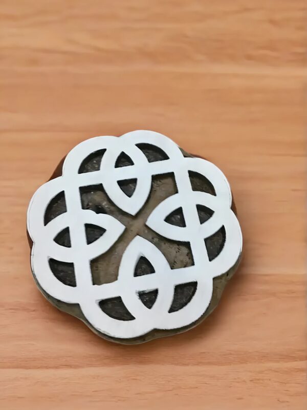 celtic knot, hand carved Indian wood printing block; textile stamp; pottery stamp.