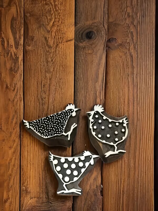 Funky Chickens Indian Artistic Handicraft Items Wooden Printing Block