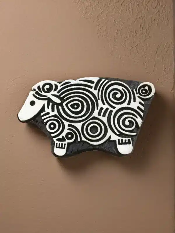 indian wooden printing block - curly sheep