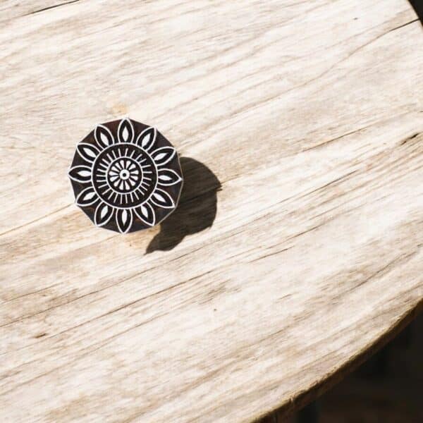 Indian Wooden Printing Block - Detailed Sunny Flower - Image 2