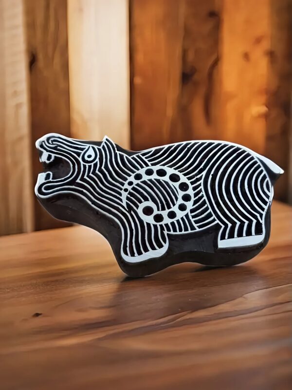 Angry Rhino ,pottery stamp ceramic mould scrapbooking tjap batik printing floral carved stamps. - Image 2