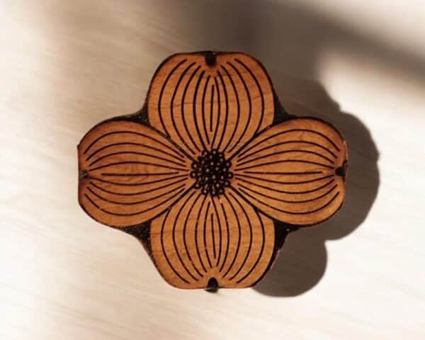 Heraldic Dogwood Bloom Woodcut Stamp for Wood - Image 3