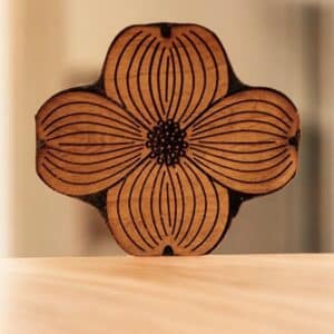 Heraldic Dogwood Bloom Woodcut Stamp for Wood