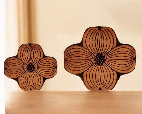 Heraldic Dogwood Bloom Woodcut Stamp for Wood - Image 2