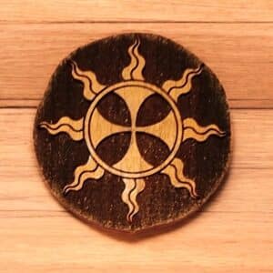 Heraldic Wheel Inflamed Woodcut Stamp for Wood Block
