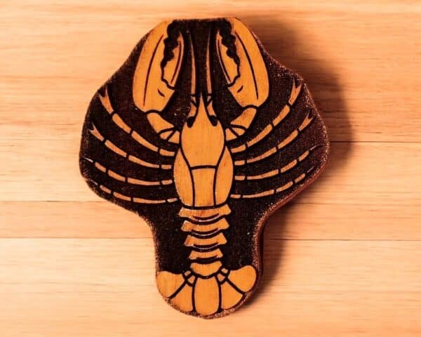 Heraldic Lobster Woodcut Stamp for Wood Block