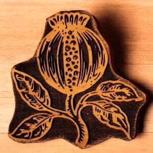 Heraldic Pomegranate Woodcut Stamp for Wood Block