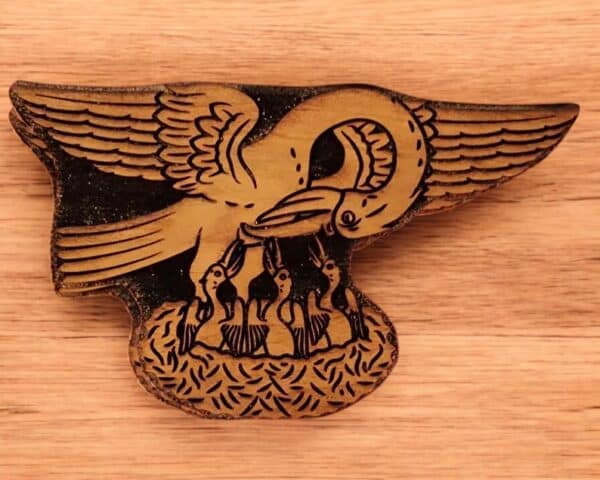 Pelican in its Piety Woodcut Stamp for Wood Block