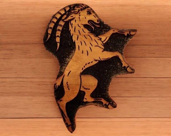 Heraldic Rampant Goat Woodcut Stamp for Wood Block