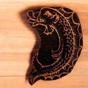 Heraldic Dolphin Haurien Woodcut Stamp for Wood Block