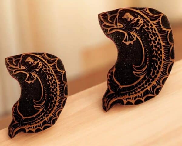Heraldic Dolphin Haurien Woodcut Stamp for Wood Block - Image 2