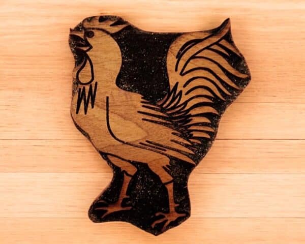 Heraldic Rooster Woodcut Stamp for Wood Block