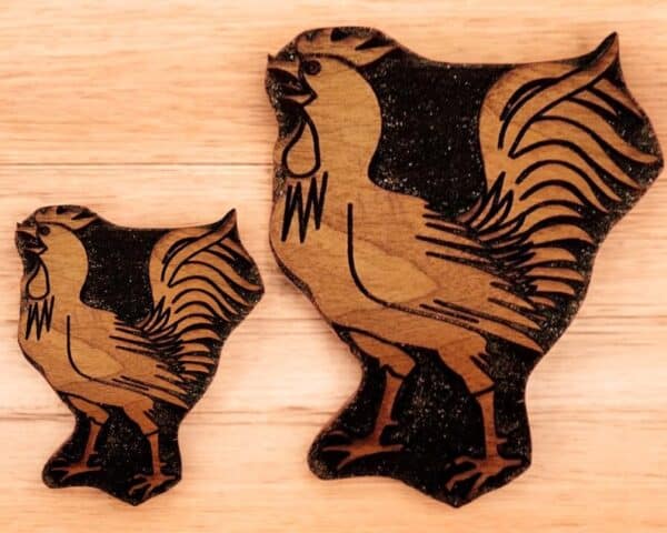 Heraldic Rooster Woodcut Stamp for Wood Block - Image 3