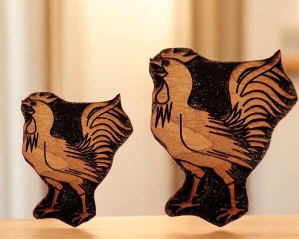 Heraldic Rooster Woodcut Stamp for Wood Block - Image 2